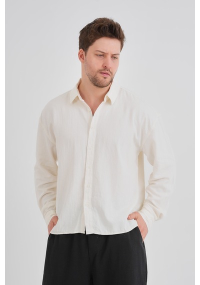 Redline Bond Keten Oversize Rahat Kalıp Premium Kumaş Basic Gömlek Beyaz Redline Bond Keten Oversize Rahat Kalıp Premium Kumaş Basic Gömlek Beyaz