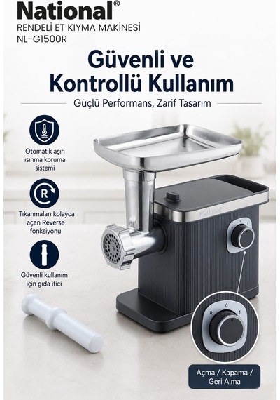 National NL-G1500R 1500 W Et Kıyma Ve Rende Seti