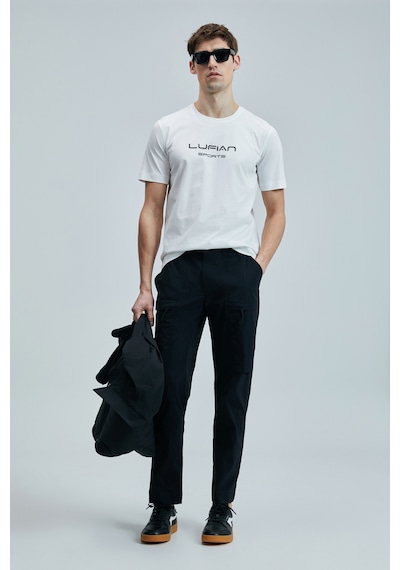 Lufian Erkek Fusıon Modern Grafik T-shirt 111020250 Beyaz Beyaz