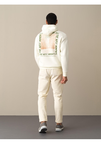 Xint Ekru Oversize Kapüşonlu Pamuklu Sweatshirt 300282