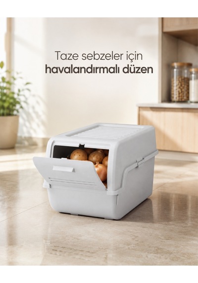 Mini Patates Soğan Sepeti Gri 8 L - Bpa Free Havalandırmalı Sebzelik