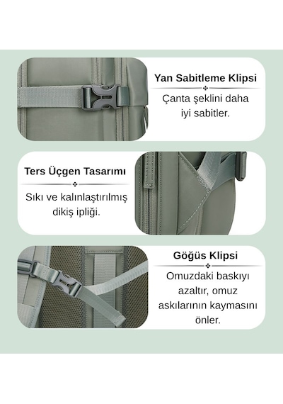 Su Geçirmez 39l Seyahat Sırt Çantası - 16" İnç Laptop Bölmeli - Kuru Islak Ayırma Bölgesi - Ortopedik Yeşil