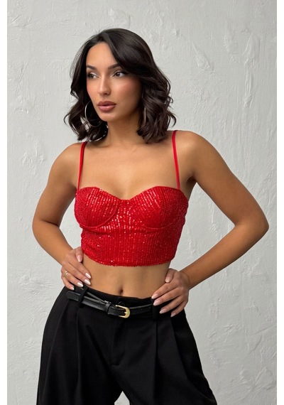 Verymoda Pulpayet Abiye Büstüyer - F2063 Kırmızı