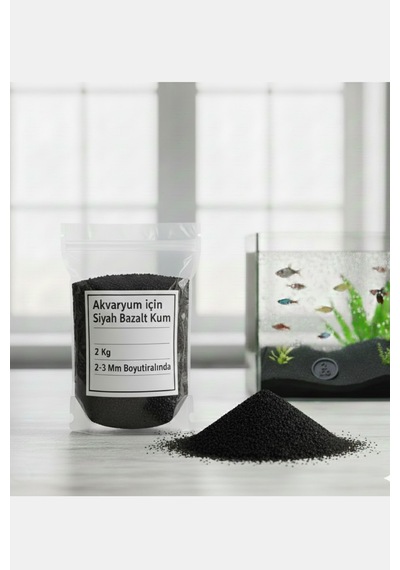 2 Kg Siyah Barış Bazalt Akvaryum Kumu 2-3mm Dekoratif & Doğal Altlık