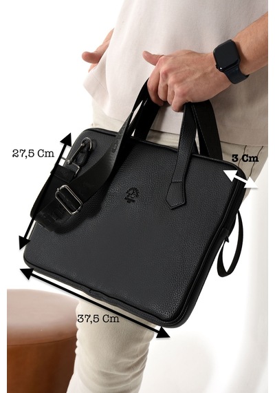 Westpolo Vegan Deri Unisex Laptop, Evrak Çantası - 6078 Siyah