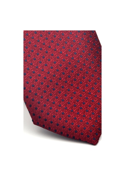 Gaffy Lacivert Nokta Desenli Bordo Dokuma Kumaş Mendilli Slim Fit Kravat // Sdk-2510-3 Bordo