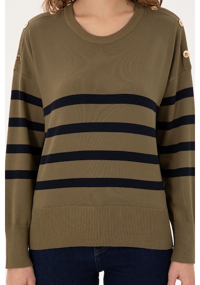 U.S. Polo Assn. Kadın Haki Bisiklet Yaka Kazak 50297070-VR027