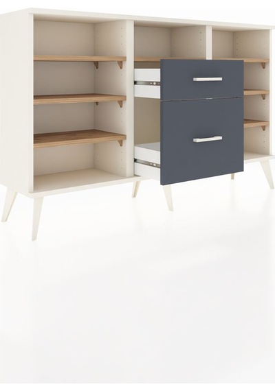 Arges Konsol 7 Raflı 2 Çekmeceli 132x30x83 Aytaşı-çam/antrasit Çam/antrasit