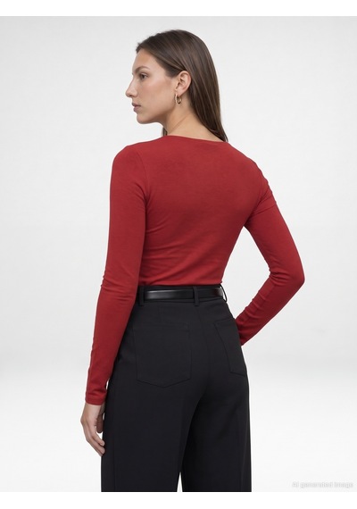 Dilvin 33215 Sıcak Tutan V Yaka Bra-free Top K.kırmızı