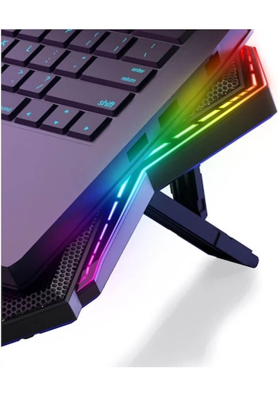 Rgb Led 6 Fanlı Notebook Soğutucu Fan Kontrollü 2 Usb 7 Kademeli