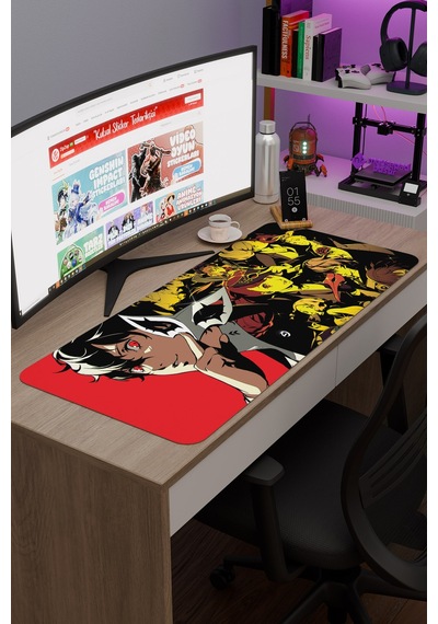 Persona 5 Kaymaz Dikişli Kauçuk Oyuncu Mousepad V1 - 90x40 Xxl Gaming Mouse Pad Fare Altlığı