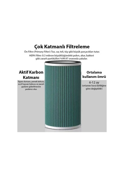 Ezere Anion Ultrasonik Hava Temizleyici İçin Yedek Filtre- 5775 Renk: Yeşil