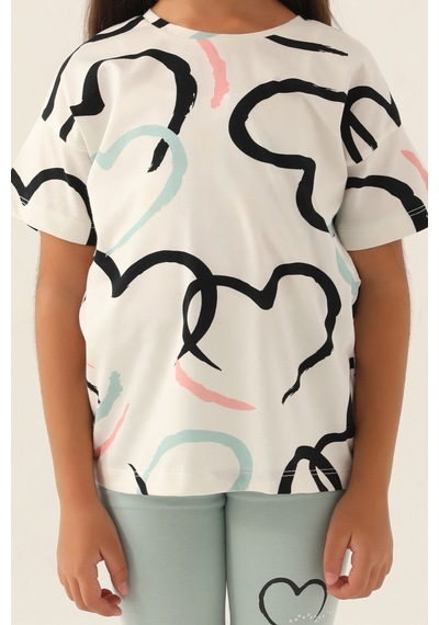 Rolypoly Heart Krem Kız Çocuk Bermuda Takım 5274-42976 Krem