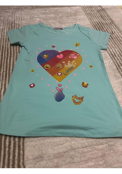 Monili Kız Çoçuk T-shirt Açık Mavi