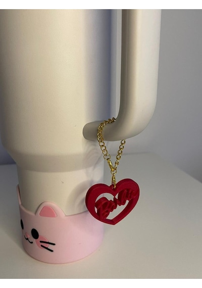Barbie Kalp Quencher Termos Bardak Aksesuarı Zincirli Dekoratif Süs Bordo