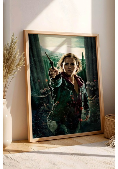 Hermione Granger Özel Tasarım Çerçeveli Tablo - Lüks Harry Potter Savaş Posteri Modern Duvar Dekoru Kayın