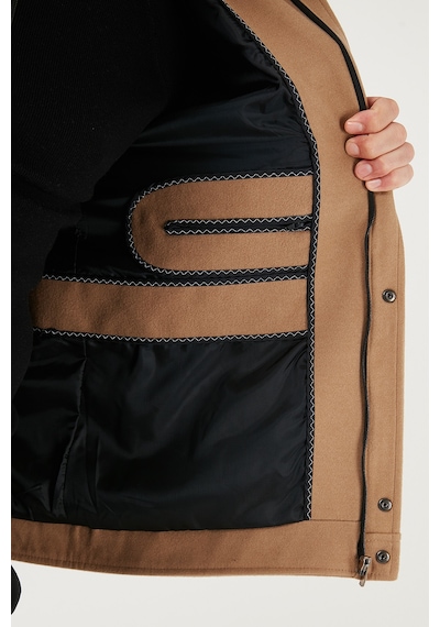 Buratti Slim Fit Ceket Yaka Astarlı Kaşe Erkek Kaban 58400347 Camel