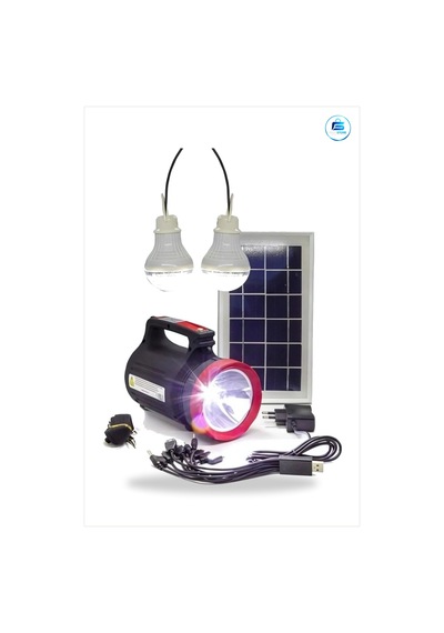 Güneş Enerji Sistemi Ev Işık Paneli 2 Ampullü El Feneri Şarjlı Ta