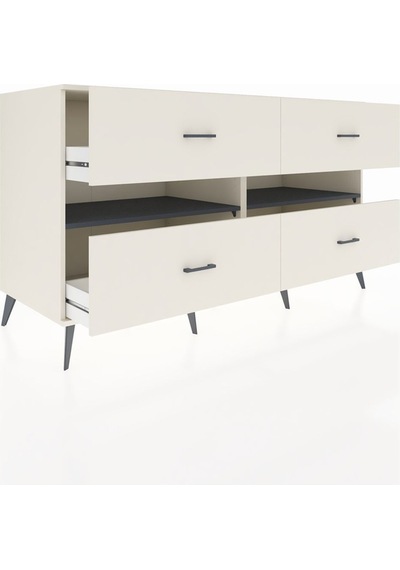 Kronos Konsol 2 Raflı 4 Çekmeceli 176x59x99 Aytaşı-antrasit/aytaşı Antrasıt/aytası - Aytası