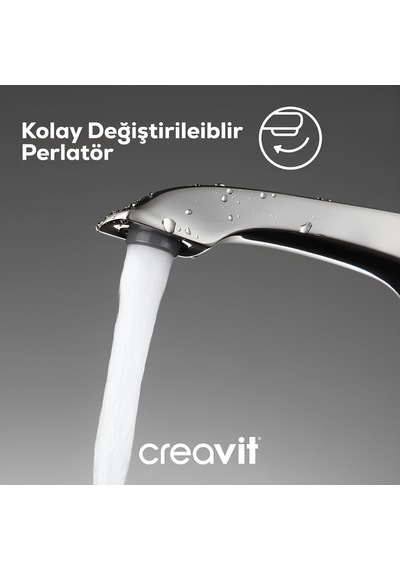 Creavit Avangart Lavabo Banyo Eviye Bataryası 3'lü Set AG1500G-AG2500G-AG8500G Altın