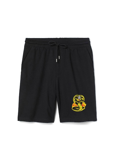 Cobra Kai Logo Erkek Siyah Şort Siyah