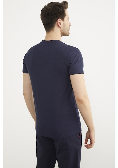Sıfır Yaka Basic Tişört - Lacivert 001