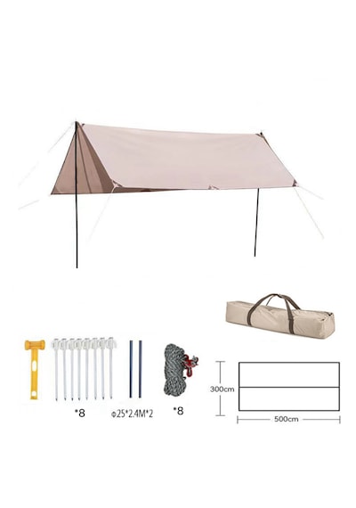 Shufa Glamping 500 300cm Tarp Güneş Ve Rüzgar Koruma Tentesi Bej