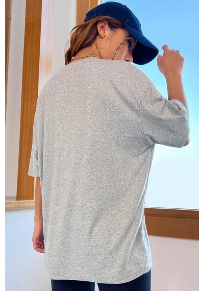 Flood Of Style Unisex But First Coffee Tasarım Tshirt Gri