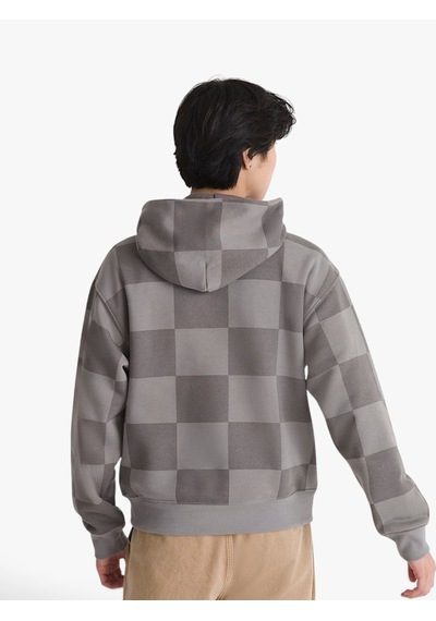 Vans Tonal Check Stretch Logo Pullover Erkek Gri Sweatshirt - Vn000zp4