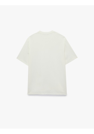 Koton Pamuklu Bisiklet Yaka Kısa Kollu Basic Oversize Tişört Ekru 6sam10511mk
