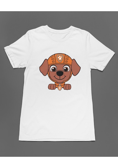 Bumeta Turuncu Takım Lideri Zuma Paw Patrol Unisex Tişört T-shirt Beyaz
