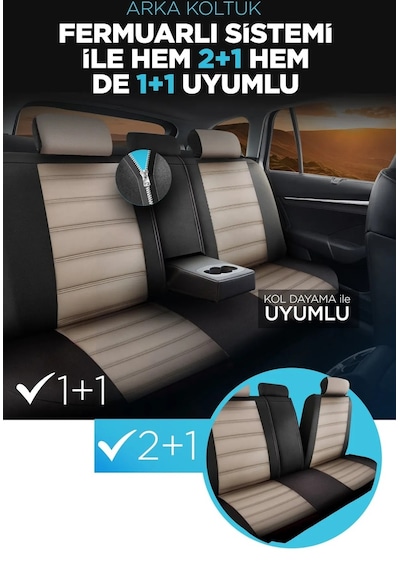 Panda Special Serisi Jakar Kumaş Oto Koltuk Kılıfı - Tam Set