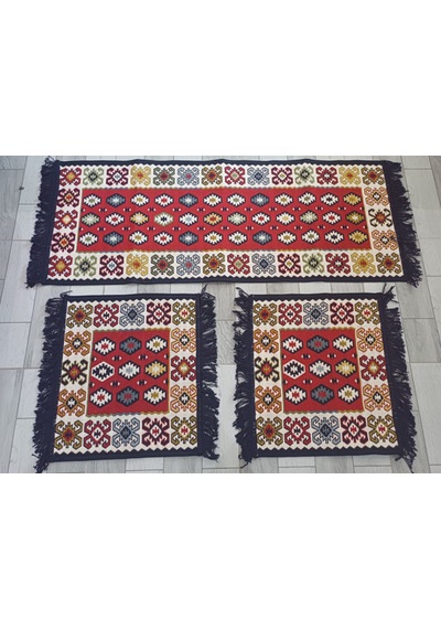 Oto Koltuk Üstü Kilim 45x50 50x130cm 3'lü Set