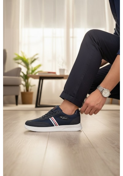 Enoch Erkek Şeritli Günlük Spor Ayakkabı - Rahat Kalıp Sokak Sneaker Beyaz