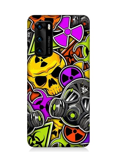 Huawei P40 Uyumlu Radyasyon Ve Maskeler Desenli Silikon Kılıf