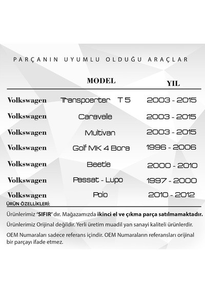 Volkswagen Transporter T5 Caravalle Için Kolçak Mandalı