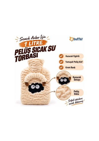 Ergonomik Peluş Kılıflı 1 Lt Termal Sıcak Su Torbası Çok renkli
