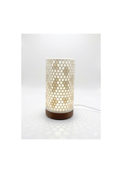 3d Tasarım Petek Desenli Dekoratif Gece Lambası - 20 Cm Modern Masa Lambası - 5v Adaptörlü Kahve