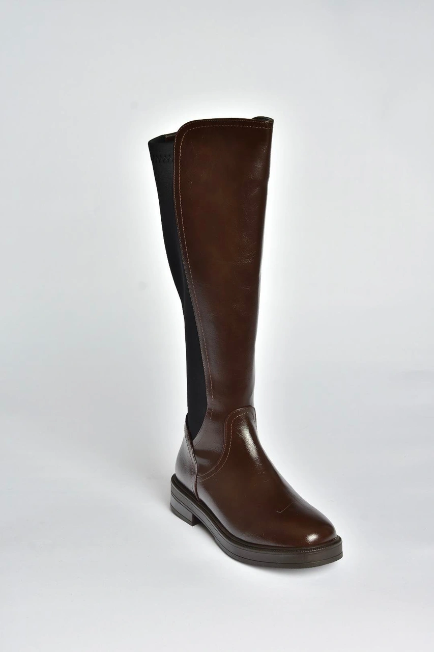 Fox Shoes V312212360 Kahverengi Rustik Arkası Lastik Detaylı Kadın Çizme Kahverengi-rustik