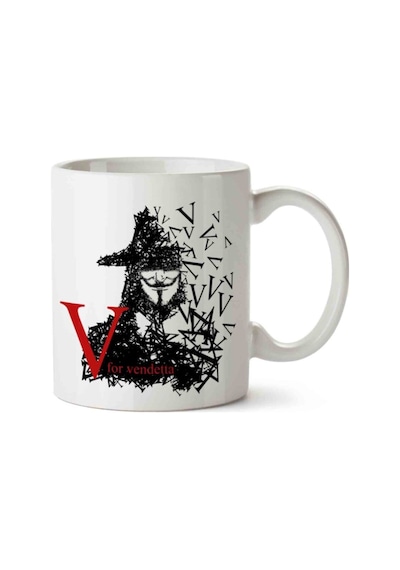 V For Vandetta Iki Tarafı Baskılı Kupa Bardak Çok Renkli