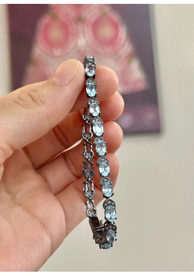 Allahverdi Türkmen Mavi Topaz Elmas Bileklik 049
