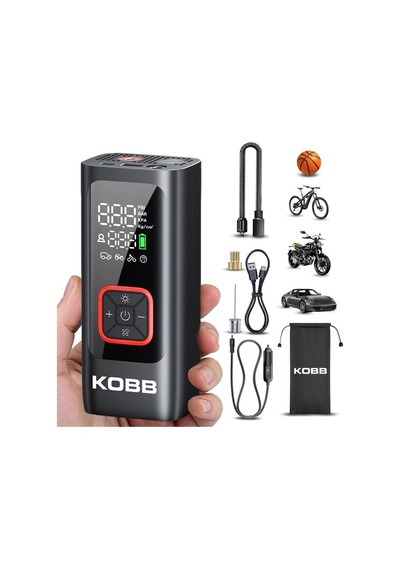 Kobb Kb426 Şarjlı Dijital Lastik Şişirme Pompası, 12v, 150 Psı, 2000mah Li-ion, Powerbank, Led Lamba, 16x6.6x5 Cm