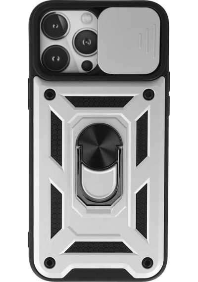 Newface Apple İphone 13 Pro Max Kılıf Pars Lens Yüzüklü Silikon - Gümüş