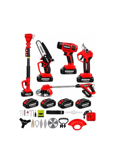 Red 500 Full 5 Li Bahçe Seti Makas 17 Cm Testere Hava Üfleme Çim Biçme Teleskop +4 Akülü