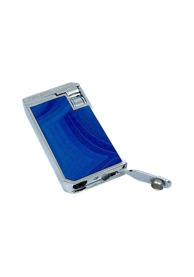 Firebird Parlak Krom Çift Torch Puro Çakmağı - Mavi Mavi