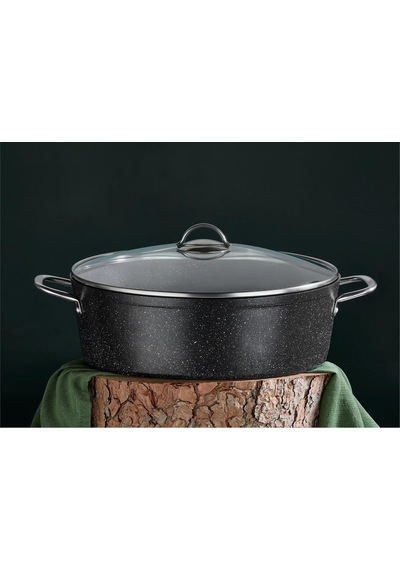 Oms Gastro Granit Karnıyarık Tencere 34x9,5cm 3313 Siyah