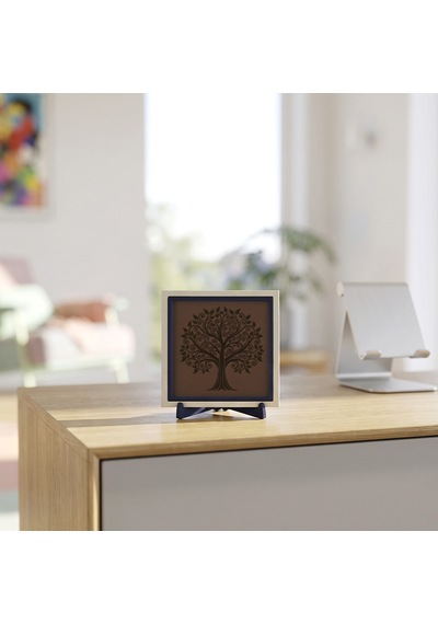 Hayat Ağacı Motifli Modern Dekoratif Obje, Yaşam Alanınıza Huzur Katan Tasarım 10x10 Cm