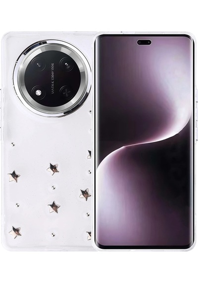 Honor Magic 7 Lite Kılıf Airbag Tasarımlı Simli Şeffaf Zore Kutup Kapak Yıldız