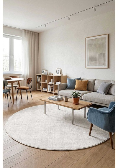 Etro Dekoratif Modern Akrilik Makine Yuvarlak Halı Et07 Kemik Kemik-bej