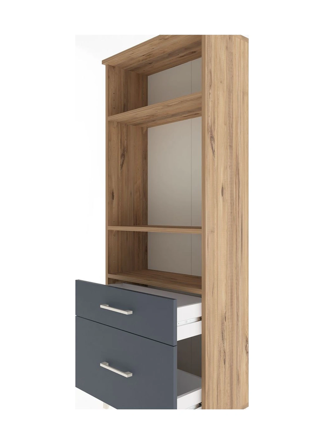 Arges Dolap 3 Raflı 2 Çekmeceli 60x30x163 Çam-antrasit Çam